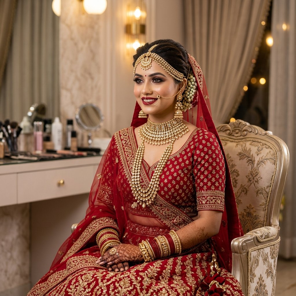 Bridal makeup styling at Trendz Express Salon